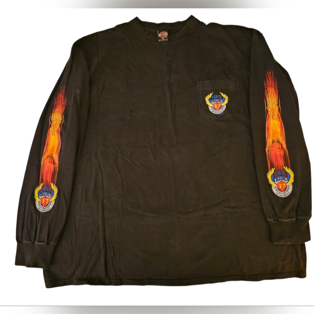 RARE Vintage Harley Davidson Love Ride 17 Long Sleeve Shirt